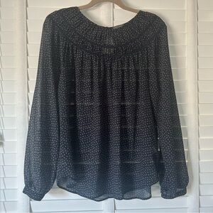 Vince Camuto Top Sheer Navy Floral Top Long sleeve Medium